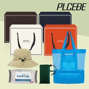 [플씨드] 메쉬 보냉백 + 일체형 접이식 등산모자 + 일체형 포켓 돗자리(소형) + 누리케어 손소독 물티슈(20매) 4종 세트