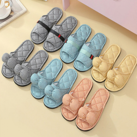 A332 체크띠 패브릭 면실내화, 여름 사무실실내화 푹신한실내화 사무실 교회 병원 실내화