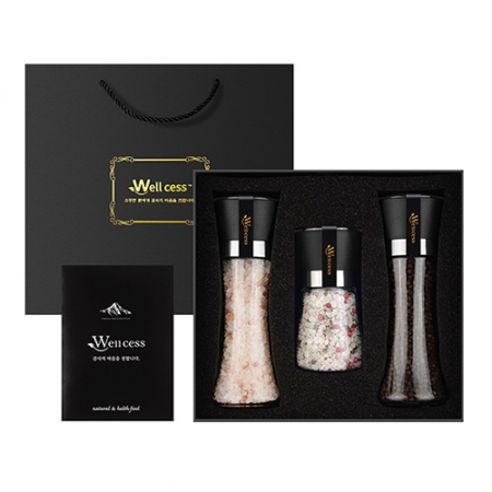 쉐프의 소금 웰세스 WG-243H 히말라야 핑크솔트 히말라야 핑크소금 허브솔트 블랙페퍼 통후추 그라인더 명절선물 근로자의날 창립기념 기념품 답례품 소금선물세트 #2