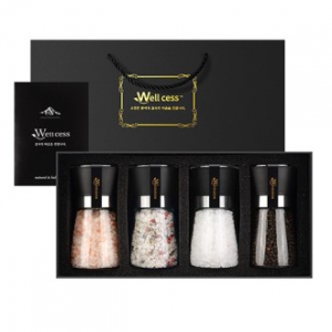 쉐프의 소금 웰세스 WG-206H 히말라야 핑크솔트 히말라야 핑크소금 화이트솔트 화이트소금 허브솔트 허브소금 블랙페퍼 통후추 그라인더 명절선물 근로자의날 창립기념 기녑품 답례품 소금선물세트