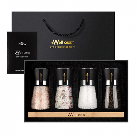 쉐프의소금 웰세스 WG-207H 히말라야핑크솔트 히말라야핑크소금 화이트솔트 화이트소금 허브솔트 블랙페퍼 통후추 그라인더 명절선물 근로자의날 창립기념 기념품 답례품 소금선물세트 #2