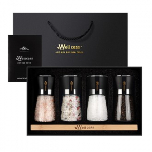 쉐프의소금 웰세스 WG-207H 히말라야핑크솔트 히말라야핑크소금 화이트솔트 화이트소금 허브솔트 블랙페퍼 통후추 그라인더 명절선물 근로자의날 창립기념 기념품 답례품 소금선물세트