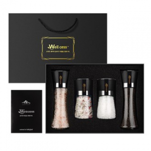 쉐프의 소금 웰세스 WG-245H 히말라야 핑크솔트 히말라야 핑크소금 화이트솔트 화이트소금 허브솔트 블랙페퍼 통후추 그라인더 명절선물 근로자의날 창립기념 기념품 답례품 소금선물세트