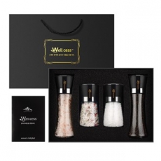 쉐프의 소금 웰세스 WG-245H 히말라야 핑크솔트 히말라야 핑크소금 화이트솔트 화이트소금 허브솔트 허브소금 블랙페퍼 통후추 그라인더 명절선물 근로자의날 창립기념 기념품 답례품 소금선물세트