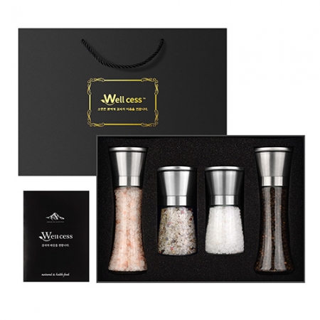 쉐프의소금 웰세스 WG-245SH 히말라야핑크솔트 히말라야핑크소금 화이트솔트 화이트소금 허브솔트 블랙페퍼 통후추 그라인더 명절선물 근로자의날 창립기념 기념품 답례품 소금선물세트 #2