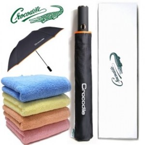 크로커다일 2단 우산 + 코마사 40수 타올 (220g) 우산타올세트