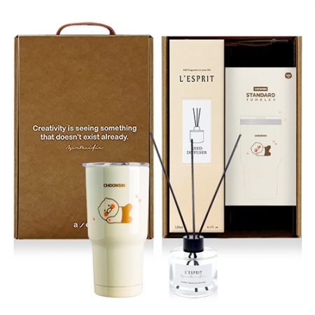 레스쁘리 고급 카카오프렌즈 세트 BBB 춘식이 스탠다드 스텐 텀블러 + 디퓨저120ml #2