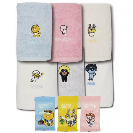 카카오 수건 타올, 물티슈, 수앤수 크리넥스, 카카오세트 2종, 캐릭터 선물세트 #3