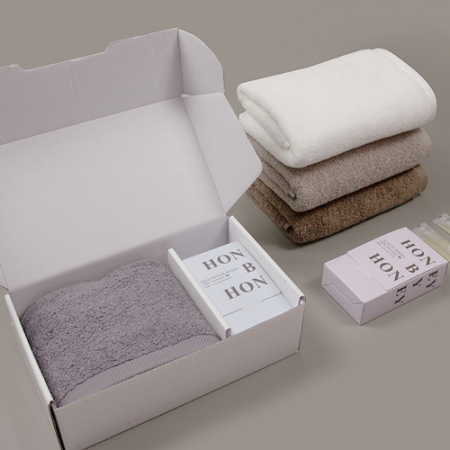 프리미엄 꿀 수건 답례품D (뉴 컬러 무지 타올 1 + 허니스틱 20포) 선물세트 단체선물 기념선물 #3