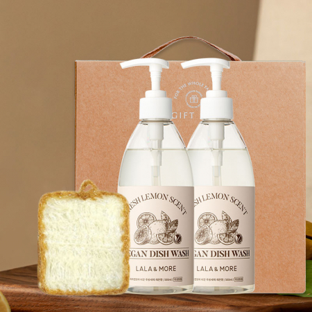 퓨어센스 비건 주방세제 레몬향 500ml 2개와 수세미1개 세트 #2