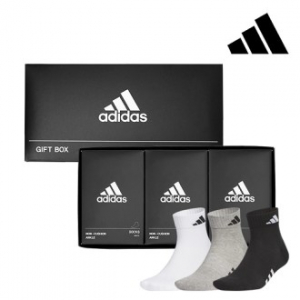 아디다스 남녀 퍼포먼스 이중바닥쿠션 양말 3족 선물세트