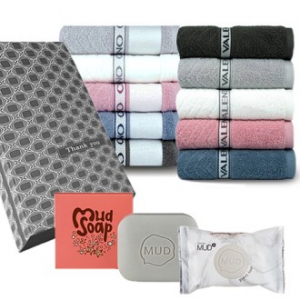 청정해안 천연 보령 머드비누 + 국산 타올세트 (머드파우더 3,000mg함유)