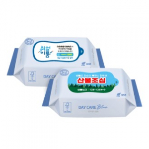 데이케어 블루 생분해 물티슈 25매 (플레인) FSC인증원단 녹색 비닐인증