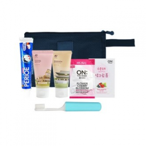 해피 여행용6종 [파우치 치약 칫솔 샴푸 일회용바디워시 일회용폼클랜징] 030