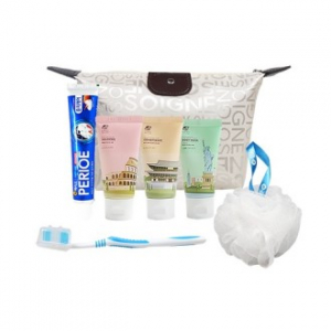 해피 여행용7종 [파우치 치약 칫솔 샴푸 린스 바디워시 샤워볼] 425