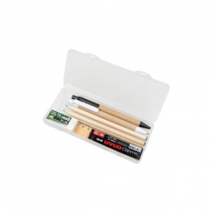 해피 문구세트 8종 [PP케이스 에코볼펜 에코샤프 연필2p 샤프심 지우개 나무자] H12