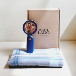 센트라도 패턴 담요+미니넥밴드 선풍기 세트