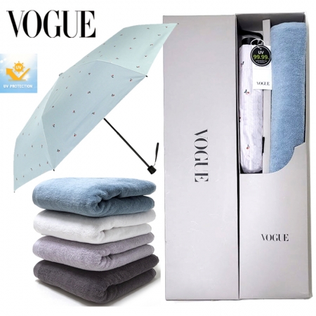 보그 3단 슬림 체리 (암막) 우산 + 타올 170g세트 #2