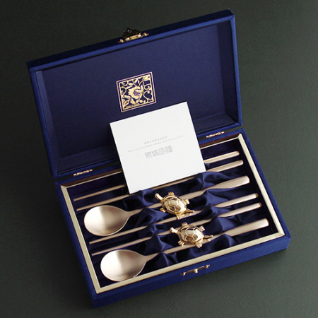 오복 장수 2인 방짜수저와 거북받침2P #2