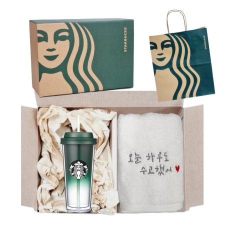 스타벅스 그린 사이렌 아크틱 콜드컵 + 오수 영신타올 호텔수건 선물세트 #2
