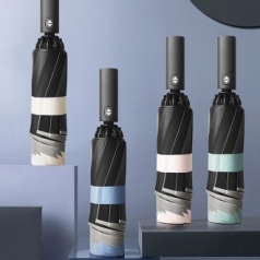 U024 블랙코팅 거꾸로 자동 3단우산 접이식 튼튼한 우산 답례품 인쇄 양우산 제작