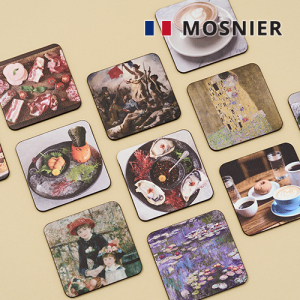 모스니에 양면자석 가죽 티코스터 사각형