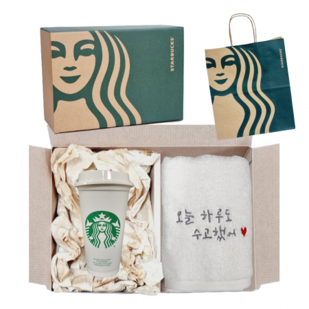 스타벅스 리유저블 텀블러 473ml + 오수 영신타올 호텔수건 선물세트 #2