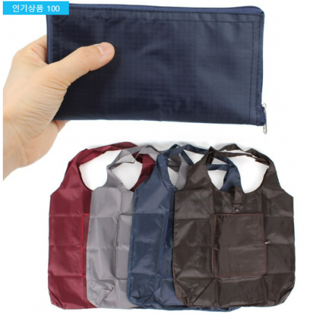 폴딩 지퍼형 장바구니 시장 마트 보조 가방 휴대용 다용도 행사 선물 #2