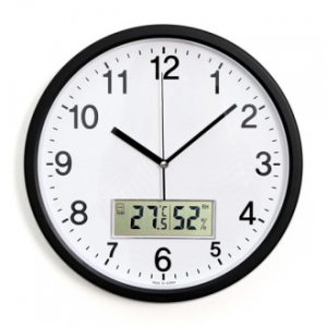 무소음 온습도 벽시계 350 블랙