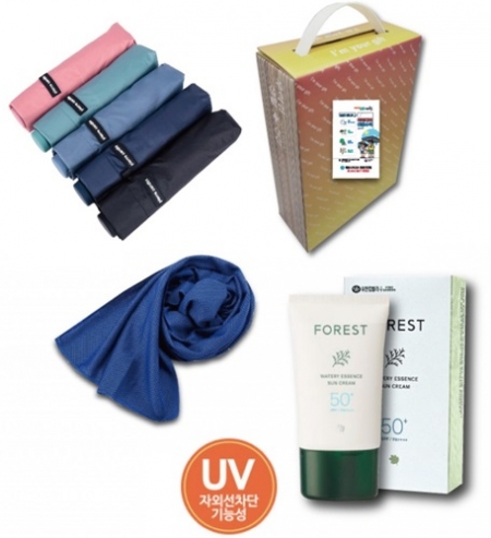안심생활 건강세트 4호,  쿨세트 3종세트 암막 3단 양우산 / 쿨타올 쿨수건/선크림 썬크림 크리넥스/여름 폭염 아이스 자외선 차단세트 #3