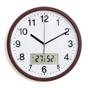 무소음 온습도 벽시계 350 브라운