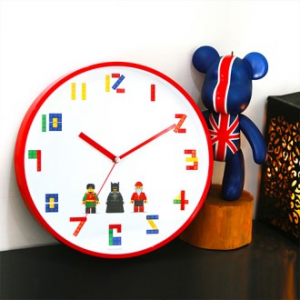 아이감성 레고 무소음 벽시계 레드300