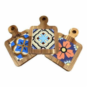 국내제작 아카시아원목 타일 냄비받침