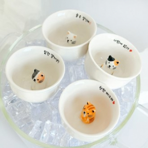 고양이 소주잔 세트 4p