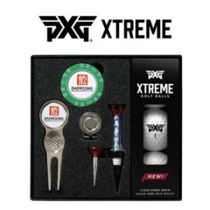 피엑스 골프볼+칩볼마커(2)+그린 보수기 볼마커(골드)+자석클립+자석티 세트