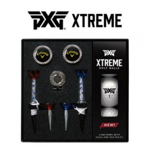 피엑스지 골프볼+볼마커(실버2)+자석클립+자석티(2) 세트