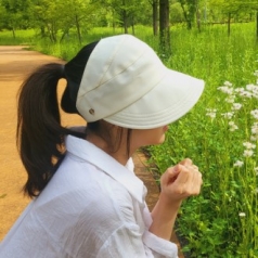 봄 여름 가을 포니테일 썬캡 선바이저 모자