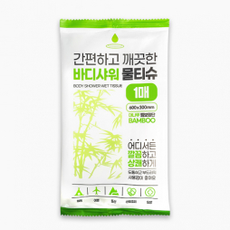 맘데코 바디 샤워티슈, 엠보싱 밤부 바디워시 물티슈 1매 K18