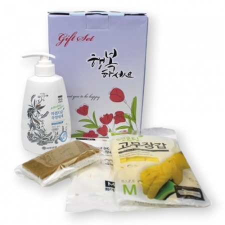 아름다운 주방세제 500ml+ 면코팅고무장갑+니트릴장갑 10매+코코넛 수세미 4종 케이스선택 #2