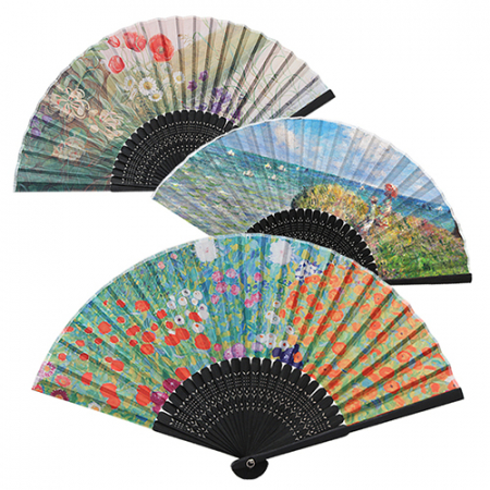 오죽 실크천 흑선(기성) 전통부채 #2