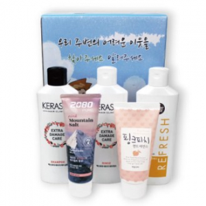샤워메이트 바디워시 + 케라시스 샴푸 + 케라시스 린스 + 히말라야 핑크솔트치약 + 과일나라 핸드에센스 5종세트 어려운 이웃 케이스선택