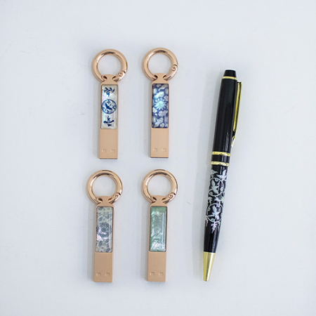 나빌레라 LED 자개스틱 USB 고급 볼펜세트-도자문 #2