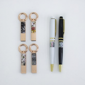 나빌레라 LED 자개스틱 USB 금장띠 볼펜세트 전통문양