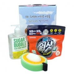 슈가버블 주방세제 470ml + 버블원샷 캡슐 세제 + 과일수세미 3종 케이스선택