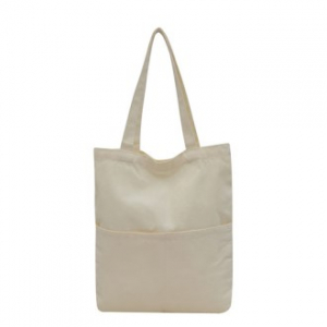 포켓 무지 캔버스백 중형