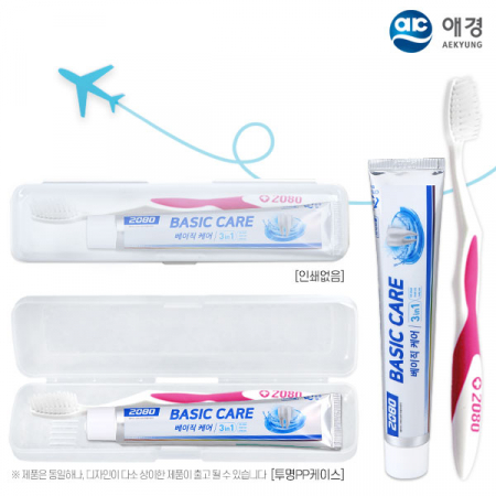 애경 베이직 케어 치약 50g 2080칫솔 정품 PP투명