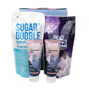 슈가버블 세탁세제 30ml + 피존 300ml + 핑크솔트 치약*2 4종세트 (케이스 이미지 선택)