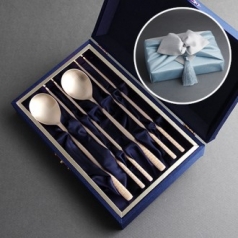 훈민정음 레이저 방짜유기 2인수저 (보자기와 노리개)