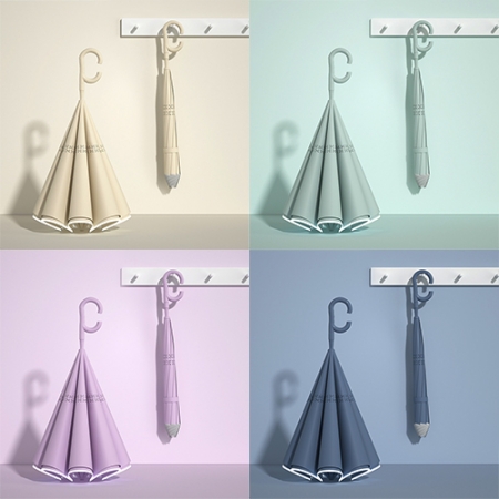 파스텔톤 거꾸로 이중 우산면 장우산