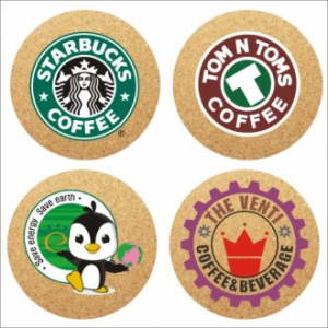 칼라전사 컵받침 코르크 컵받침 고품질 인쇄